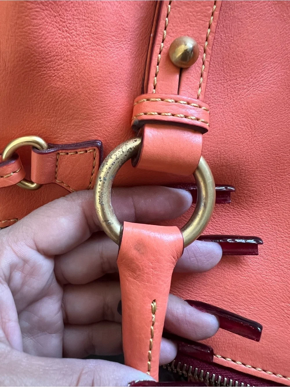 Dooney and Bourke Salmon Leather Satchel Handbag